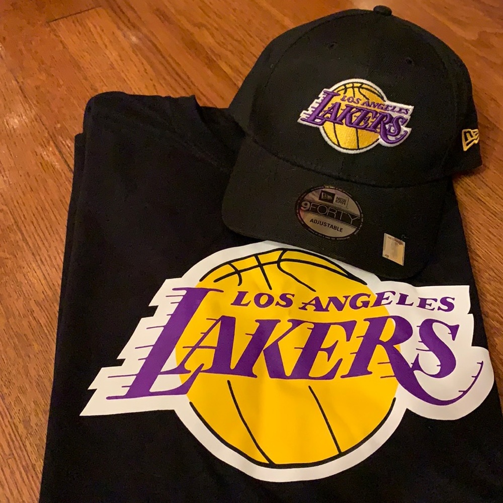 NWT LAKERS Hat and T-Shirt